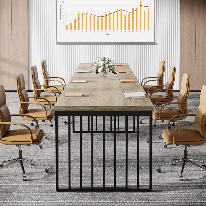 Small Conference Room Table for 4, Industiral Long Meeting Table - 2-pieces