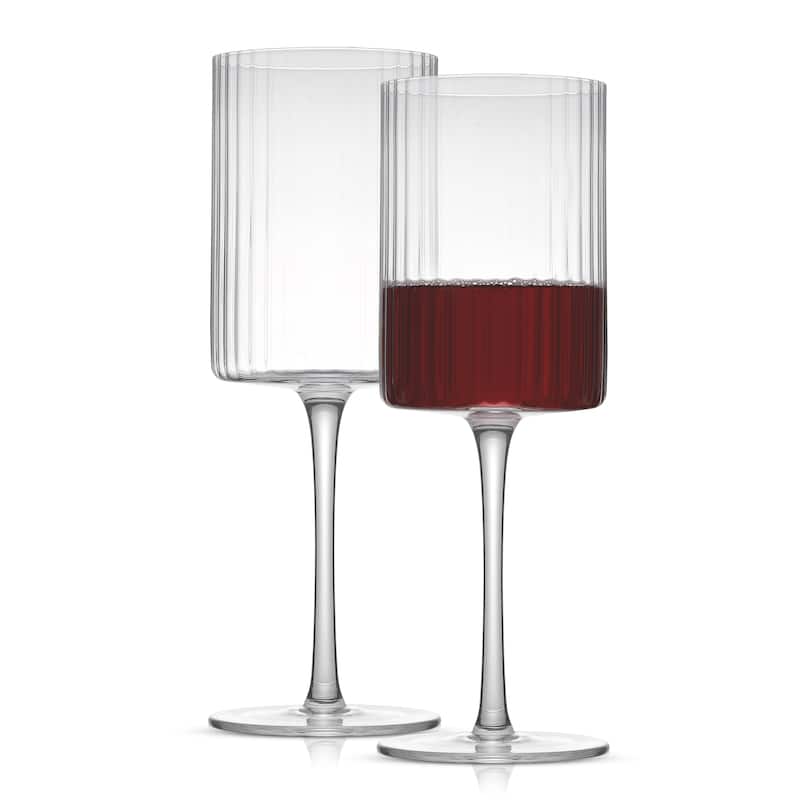JoyJolt Elle Fluted Cylinder White Wine Glass - 11.5 oz - Set of 2 - Red Wine