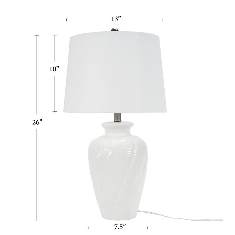 Nourison 26" White Textured Ceramic Urn Table Lamp