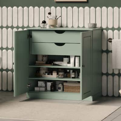 Palace Imports 100% Solid Wood 32" Bathroom Cabinet with Solid Doors, 2-Drawers and Adjustable Shelves
