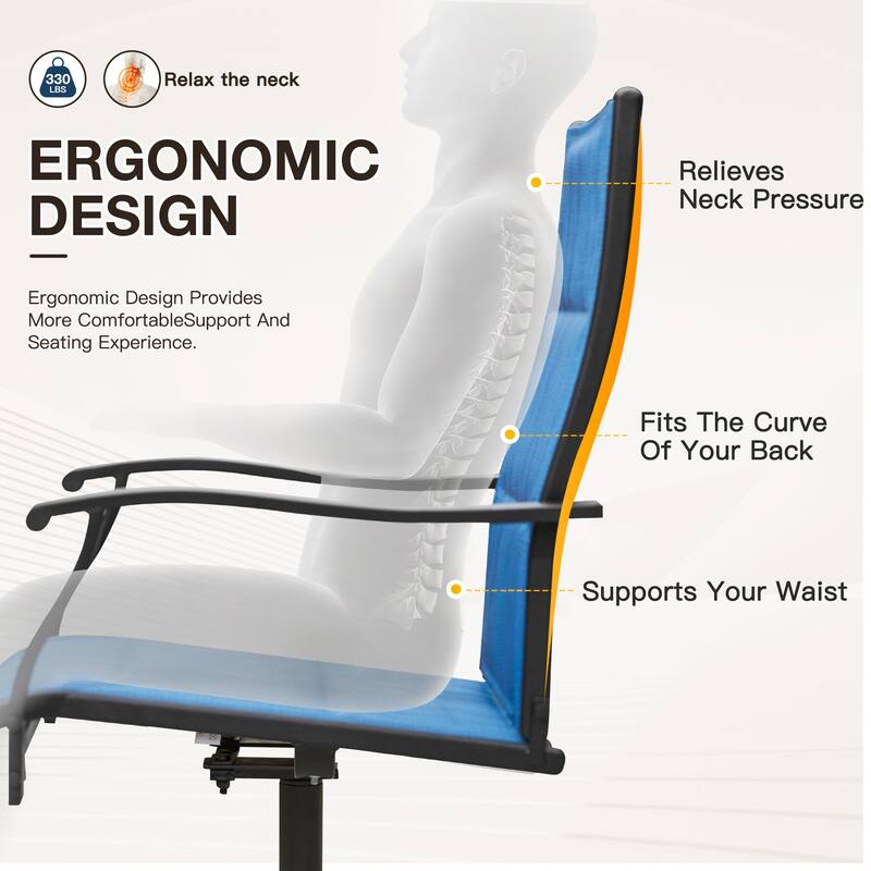 EROMMY Outdoor Swivel Patio Chairs 2/4 Pack, High-Back Textilene Dining Rocker Chairs with Metal Frame