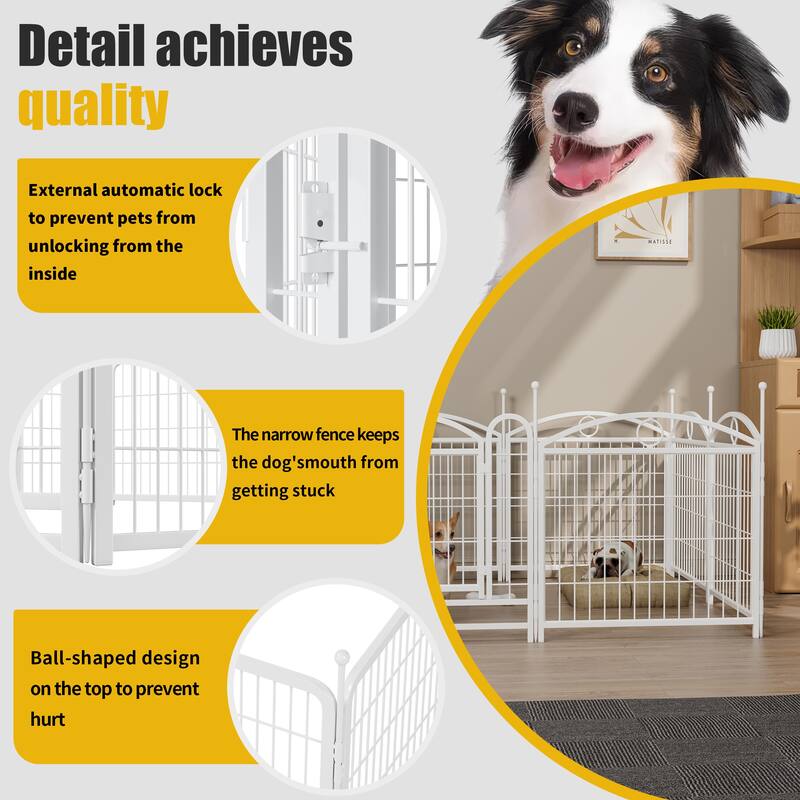 24" Dog Pen 8 Panel Dog Playpen Indoor Outdoor Metal Puppy Pet Fence Portable Folding Animal Exercise Fence