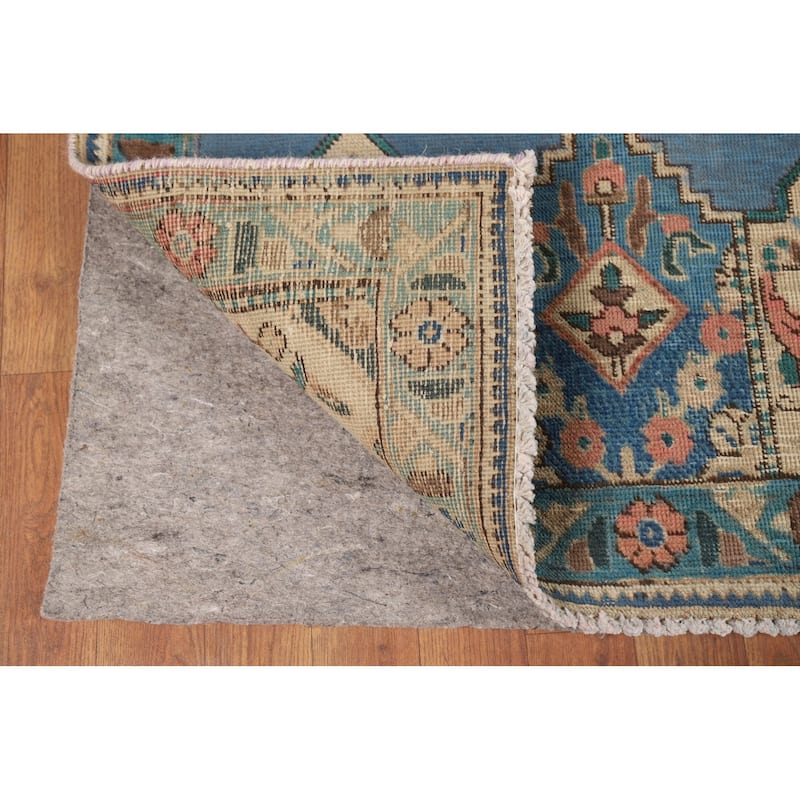 Blue Geometric Tabriz Persian Rug Traditional Handmade Wool Carpet - 7'8"x 10'8"