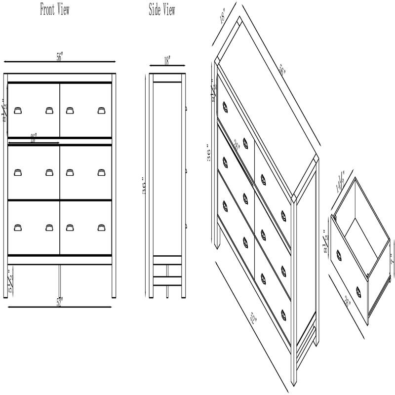 Arden 5-Piece Wood Bedroom Set with Queen Bed, Two 2- Nightstands with open shelf, 5-Drawer Chest, 6-Drawer Dresser