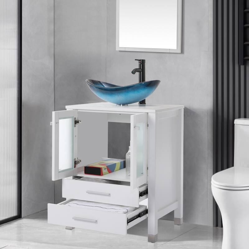 24" Bathroom Vanity with Sink Set Storage Cabinet Combo