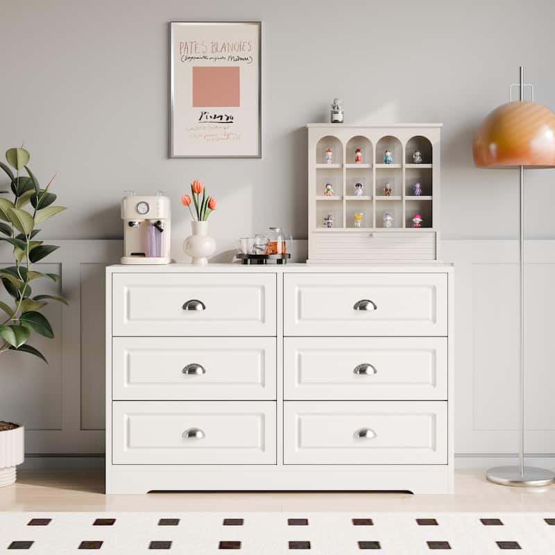 Futzca 6-Drawer Storage Dresser - Versatile Media Console & Entryway Organizer