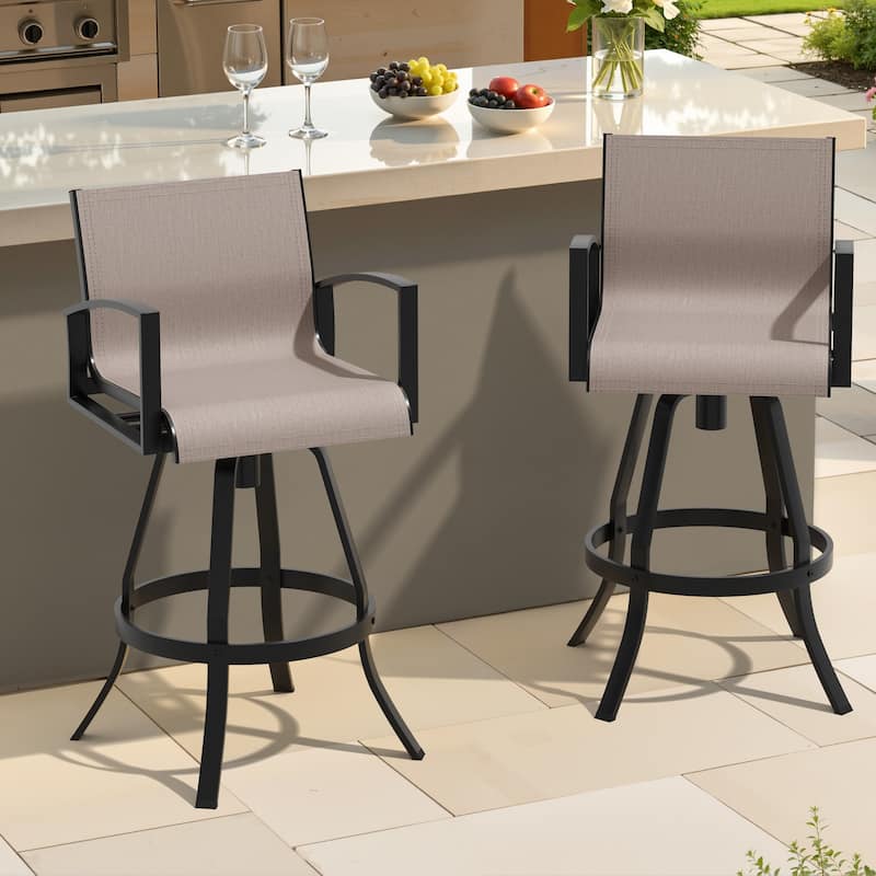 Outdoor All-weather Swivel Aluminum Bar Stools Sunbrella - Augustine Ashe - 2PC