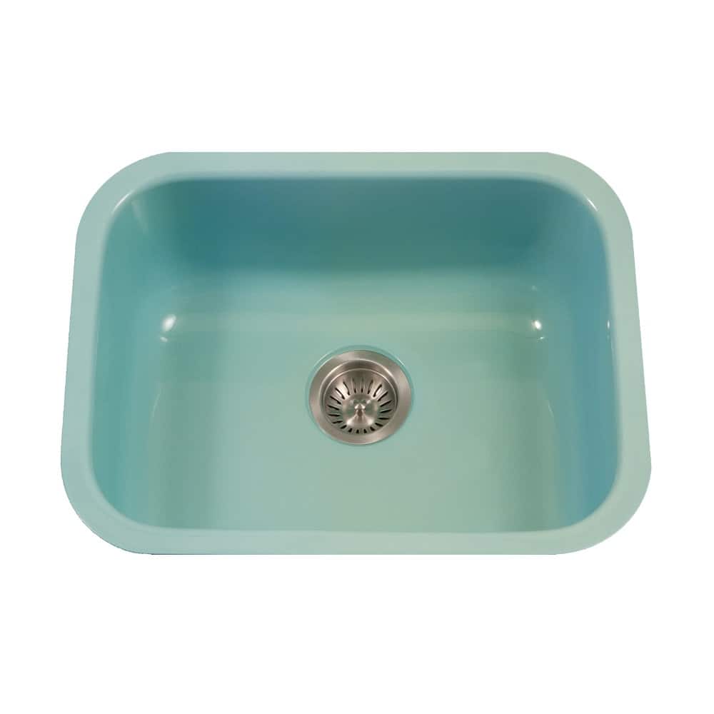 Houzer Porcela 22-3/4" Single Basin Undermount Porcelain Enameled