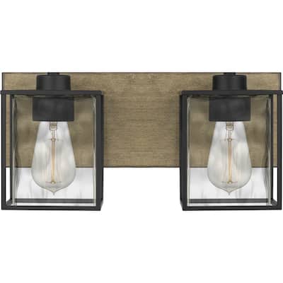 Holsten 2-Light Bathroom Vanity Light in Matte Black