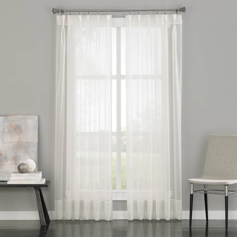 Curtainworks Soho Sheer Pinch Pleat/Back Tab Single Curtain Panel - 84-inch - Oyster