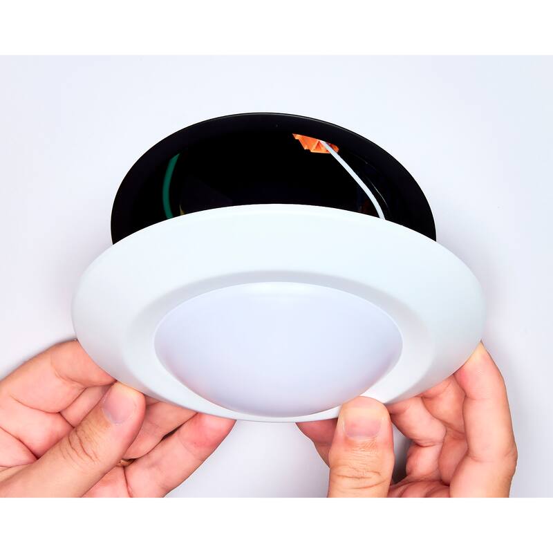 6 Inch LED Flush Mount Fixture Disk Light Round 10 Watt 3000K White Finish 24pk