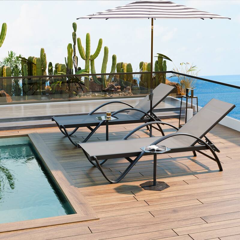Futzca 2 Set Outdoor Lounge Chair, Pool Chaise Lounge - N/A