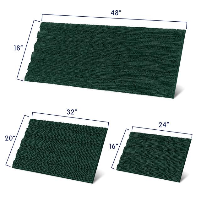 Subrtex Non-slip Bathroom Rug Chenille Soft Striped Plush Bath Mat