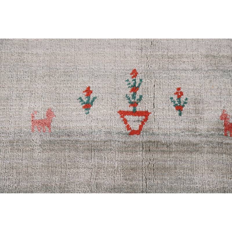 Gabbeh Indian Area Rug Handmade Beige Wool Carpet - 7'7"x 9'8"