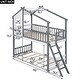 preview thumbnail 7 of 9, Gray Twin over Twin Solid Wood Bunk Bed with Roof and Window