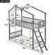 preview thumbnail 7 of 21, Playhouse Inspired Twin over Twin Wooden Bunk Bed with Roof, Window & Ladder