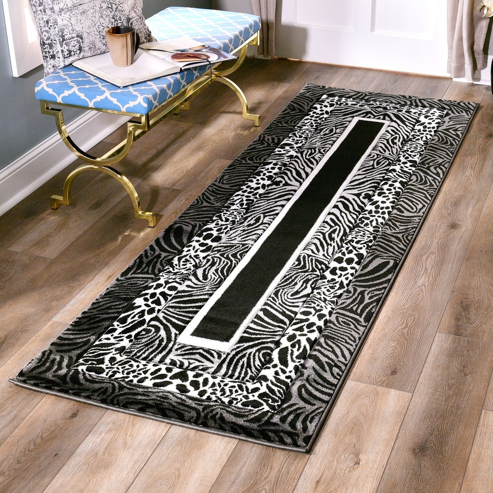 Orelsi Black/Grey Polyester Area Rug