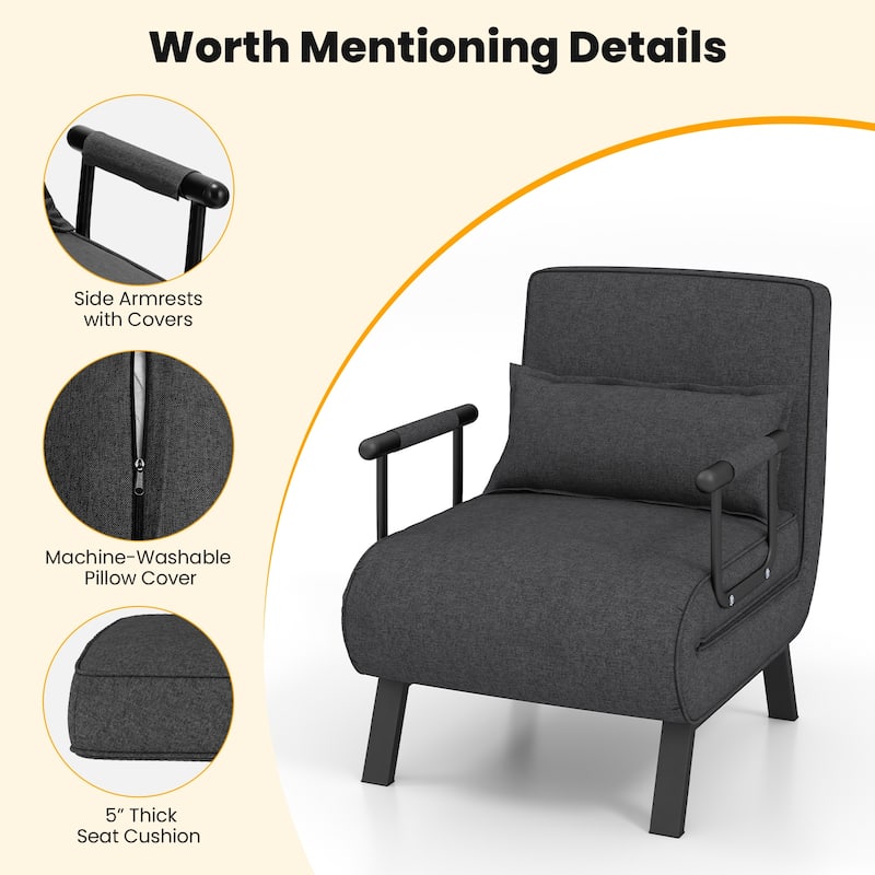 Costway Folding 6 Position Armchair Lounge Couch Convertible Sleeper
