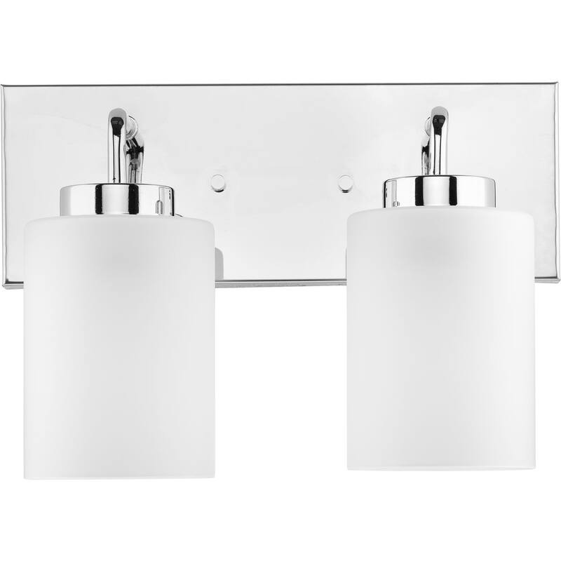 Merry Collection Two-Light Polished Chrome and Etched Glass Transitional Style Bath Vanity Wall Light