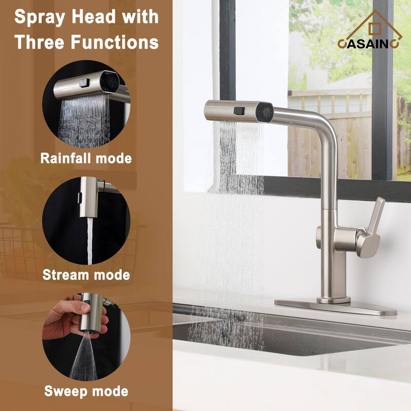 Single Handle Pull Down Sprayer Kitchen Faucet with Motion Sense Wave, Power Boost