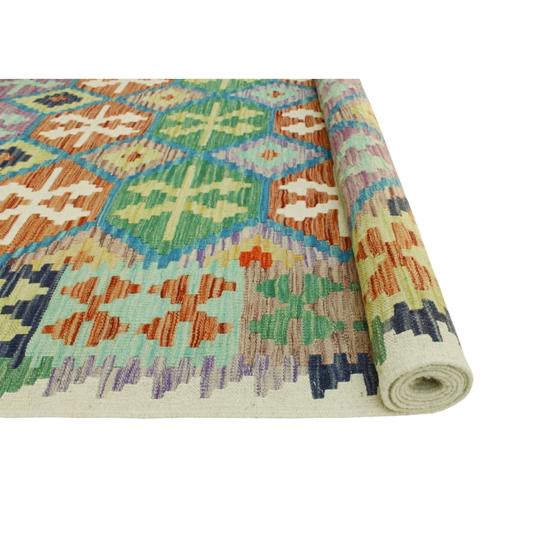 Flatweave Nkosazan Rust/Blue Rug - 6'6" x 9'9"