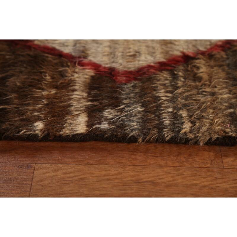 Hand Knotted Oriental 100% Wool Carpet Tribal Trellis Brown Moroccan Area Rug - 9' 4'' X 6' 11''
