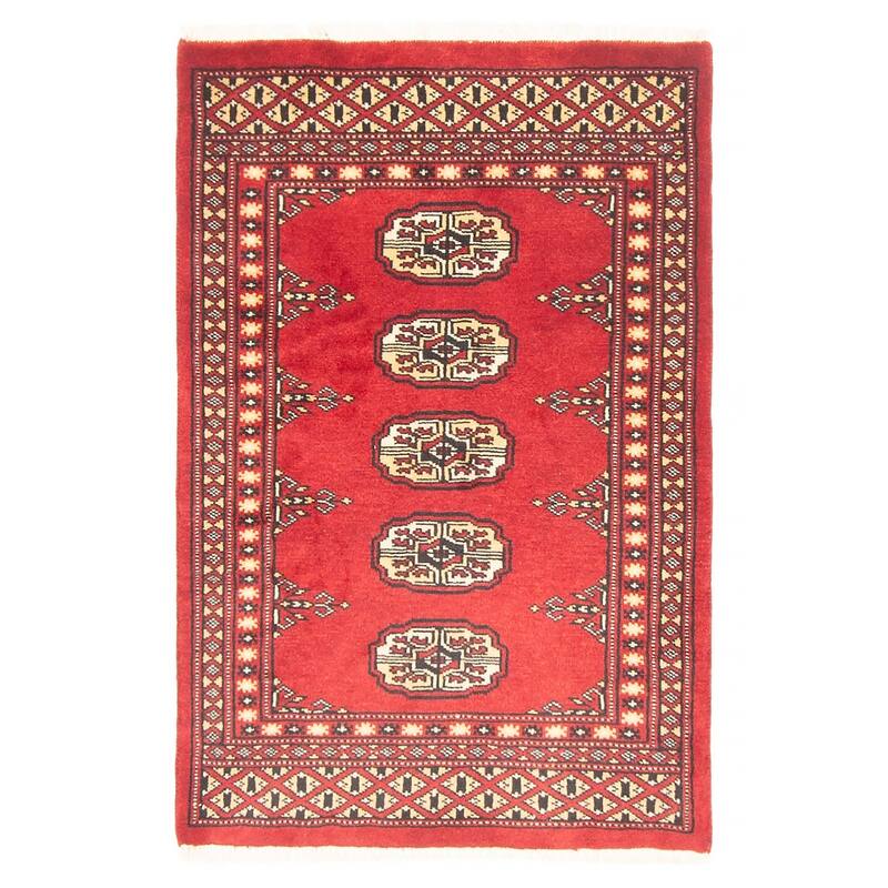 ECARPETGALLERY Hand-knotted Finest Peshawar Bokhara Red Wool Rug - 2'0 x 3'1 - Dark Red - 2'0 x 3'1