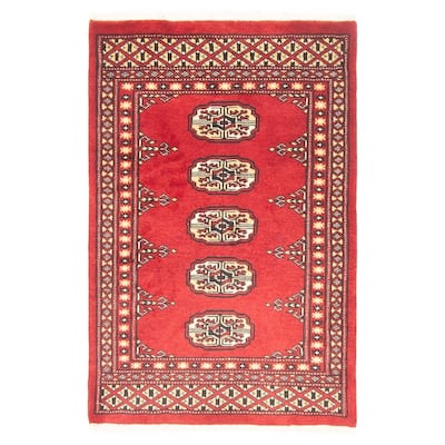 ECARPETGALLERY Hand-knotted Finest Peshawar Bokhara Red Wool Rug - 2'0 x 3'1