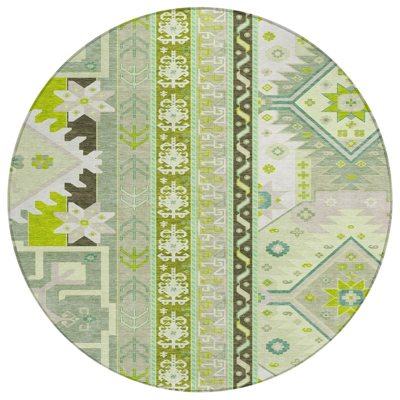 Machine Washable Indoor/ Outdoor Boho Tribal Chantille Rug