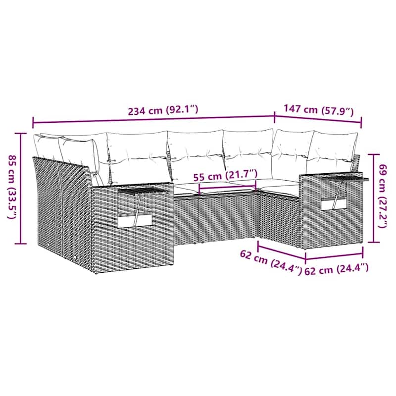 vidaXL Garden Sofa Set - 24.4 x 33.5 x 27.2