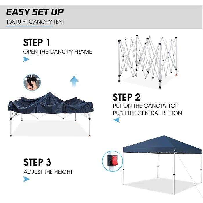 Vrakae 10'x 10' Outdoor Pop Up Canopy Tent with Carry Bag - N/A