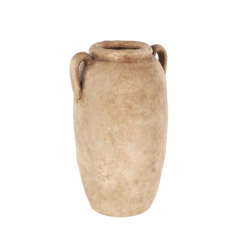 Ceramic Antique Style Textured Vase with Handles - Copper or White - Roche River Decor