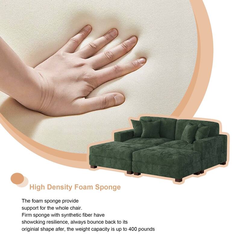 Oversized Chenille Modular Sectional Sofa Conversation Set with 2 Ottomans