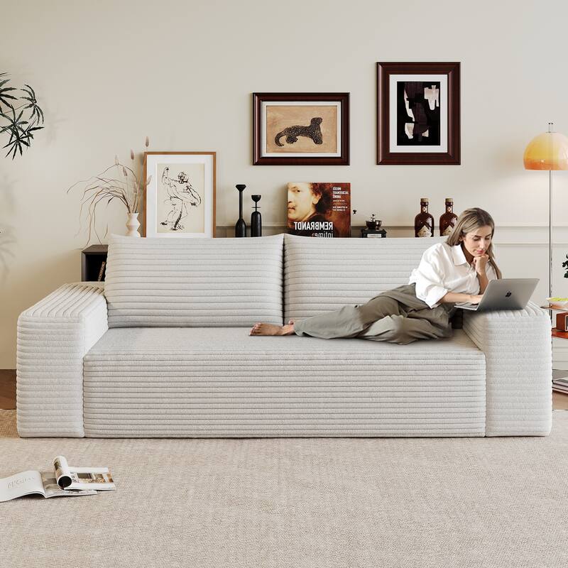 63" 2 Setaser Sofa, Corduroy Fabric, Deep Seat Couches, Comfy Loveseat Sofa, No Assembly, 1pcs