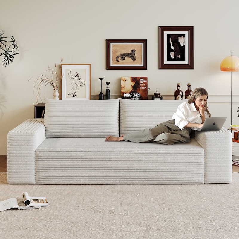 63" 2Setaser Sofa, Corduroy Fabric, Deep Seat Couches, No Assembly, 1pcs for Living room, Bedroom,Conference room