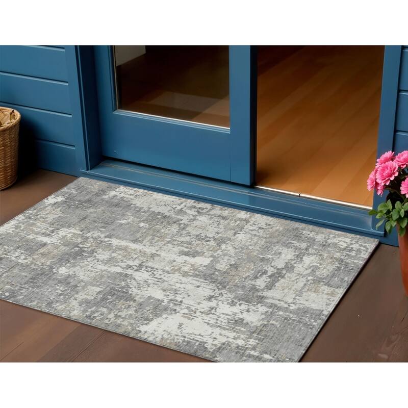 HomeRoots Abstract Transitional Rectangle Outdoor Rug - 3' x 5'
