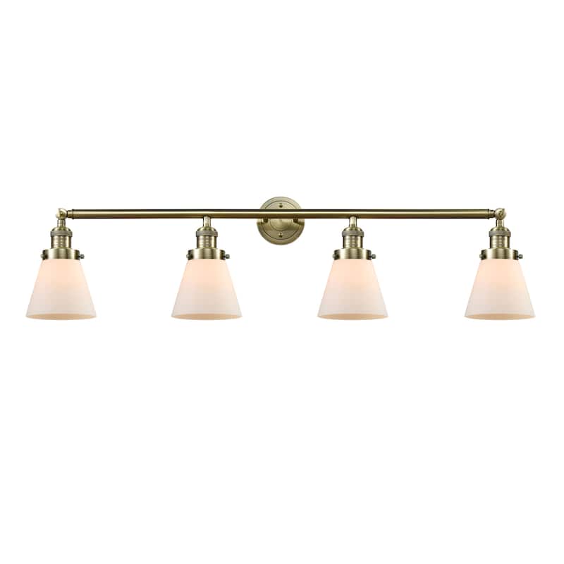 Innovations Lighting 215-10-43 Cone Vanity Cone 4 Light 43" Wide - Antique Brass / Matte White
