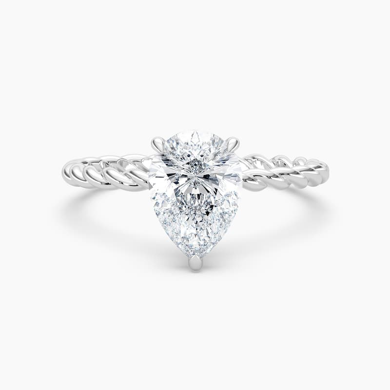 Auriya 14K Gold Lab Grown Diamond Pear Shape Twisted Hidden Halo Engagement Ring 1.04 - 5.04ct. tw. (F-G, VS) - 2.00 carats - 5.5 - White