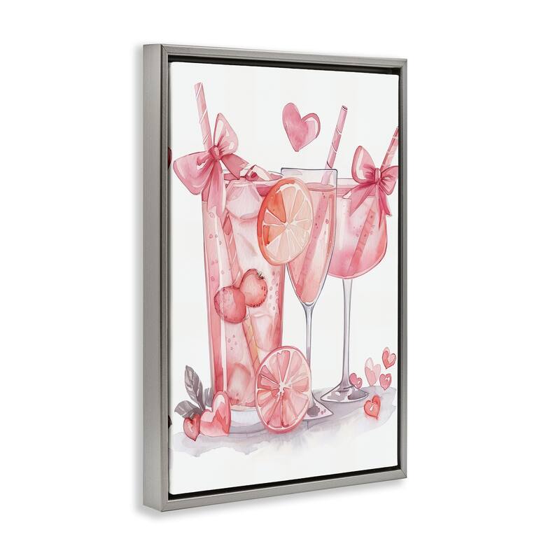 Stupell Pink Glam Cocktail Party Framed Floater Canvas Wall Art Design By LSR Design Studio