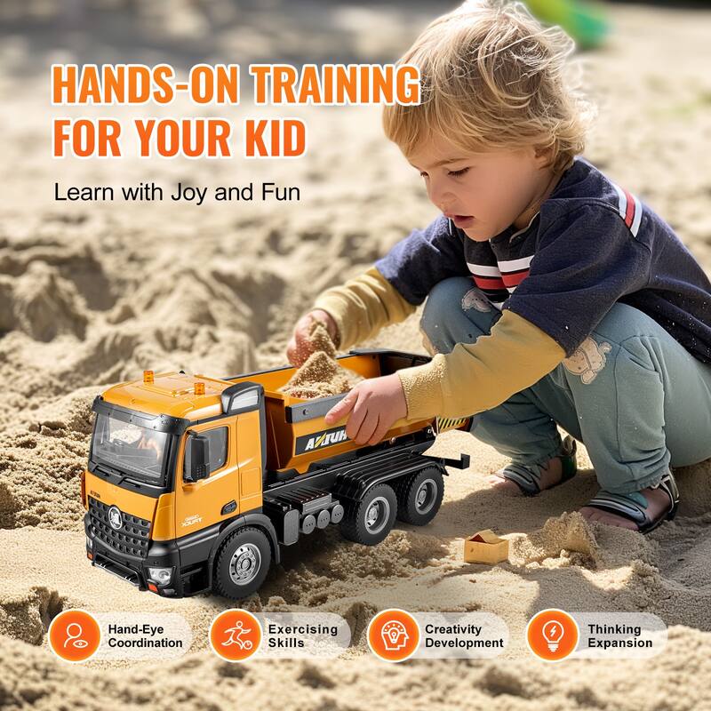 RC Dump Truck Toy for Toddlers Kids Boys and Girls Age 8+