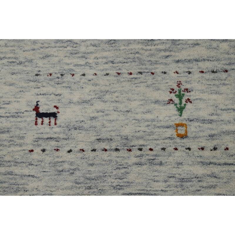 Tribal Beige Gabbeh Indian Area Rug Hand-Knotted Wool Carpet - 8'3" x 10'0"