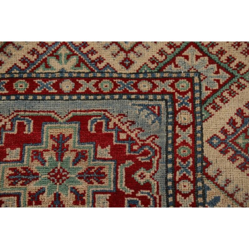 Light Blue Kazak Runner Rug Handmade Oriental Wool Carpet - 2'9" x 12'3"