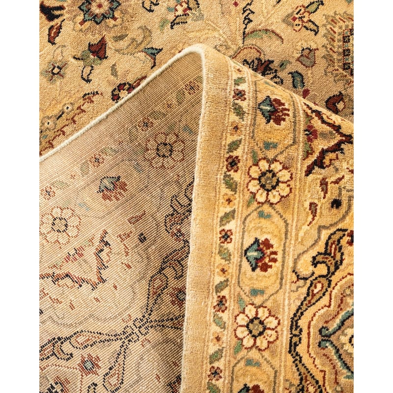Overton Hand Knotted Wool Vintage Inspired Traditional Mogul Yellow Area Rug - 9 x 12
