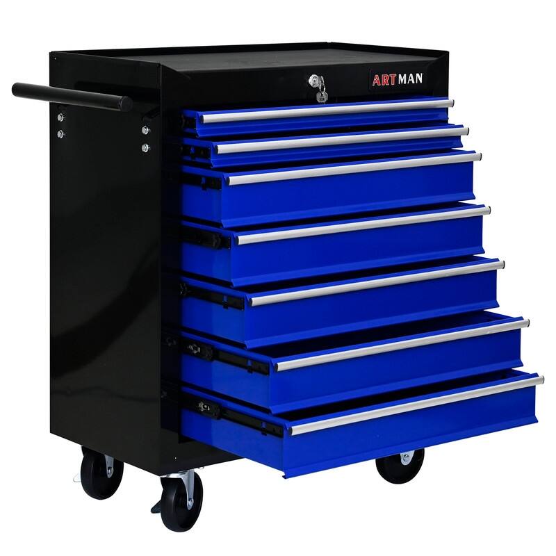7-Drawer Rolling Tool Cart with Lock Mechanic Tool Box Storage Cabinet