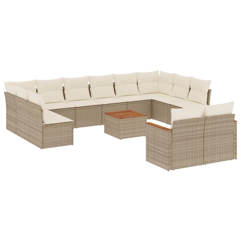 vidaXL Patio Sofa Set with Cushions Outdoor Conversation Furniture Poly Rattan - 24.4 x 24.4 x 27.2 in