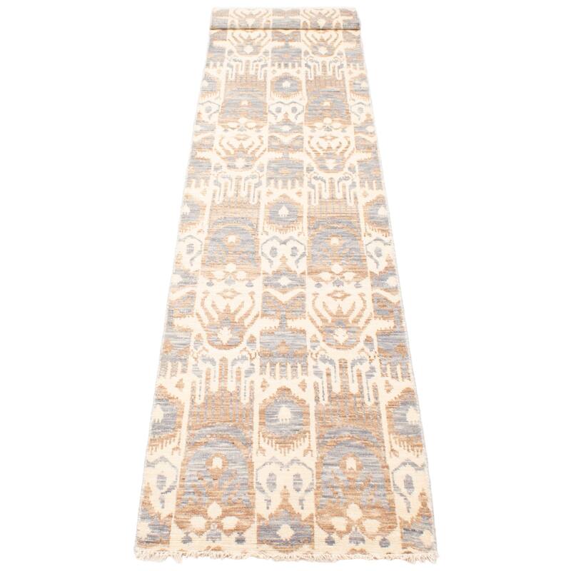 ECARPETGALLERY Hand-knotted Mystique Cream Wool Rug - 2'8 x 18'11