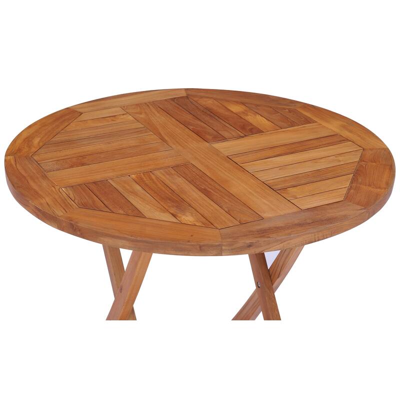 Chic Teak California Teak Wood Outdoor Folding Bistro Dining Table, 36 inch