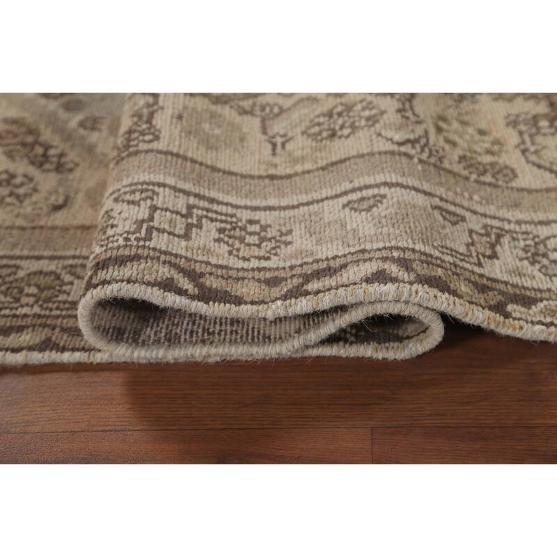 Hamedan Persian Vintage Runner Rug Handmade Geometric Wool Carpet - 3'3" x 9'9"