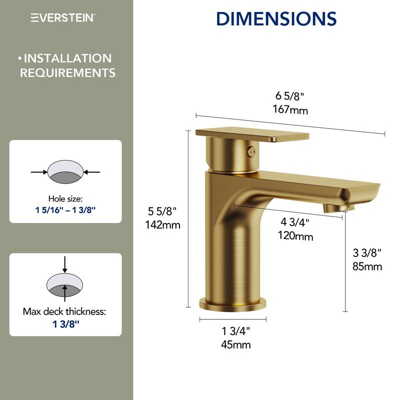 Single Hole Bathroom Faucet with Drain Assembly, Single Handle Bathroom Sink Faucet