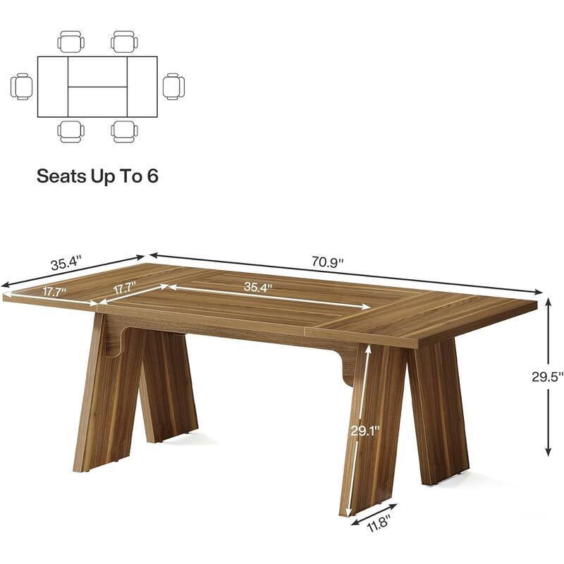 71" Large Farmhouse Dinning Table, Rectangular Dining Table for 6